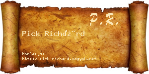 Pick Richárd névjegykártya